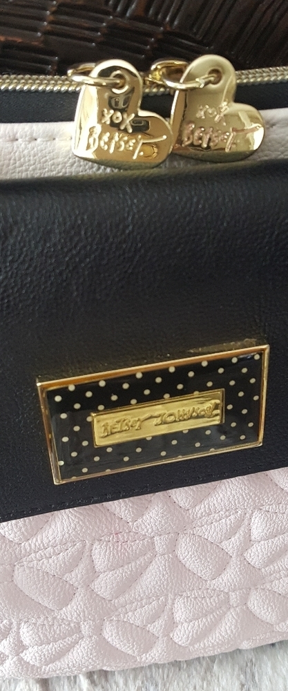 Betsy Johnson quilted crossover handbag.